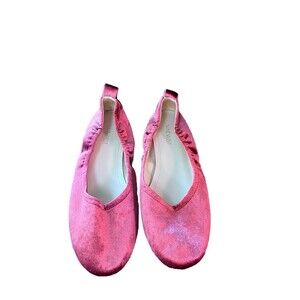 Nine West Red Velvet Ballet Flats Women's Sz 8.5M Holiday Preppy Round Toe Med
